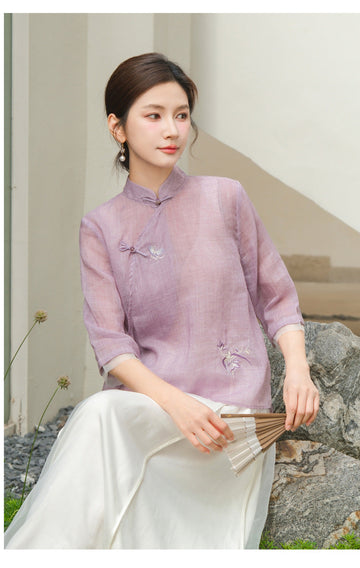 Marlowe Remarkable Embroidery Qipao Cheongsam Top